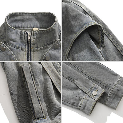 【BMOB】Wide gimmick silhouette dull vintage denim jacket  BM0003