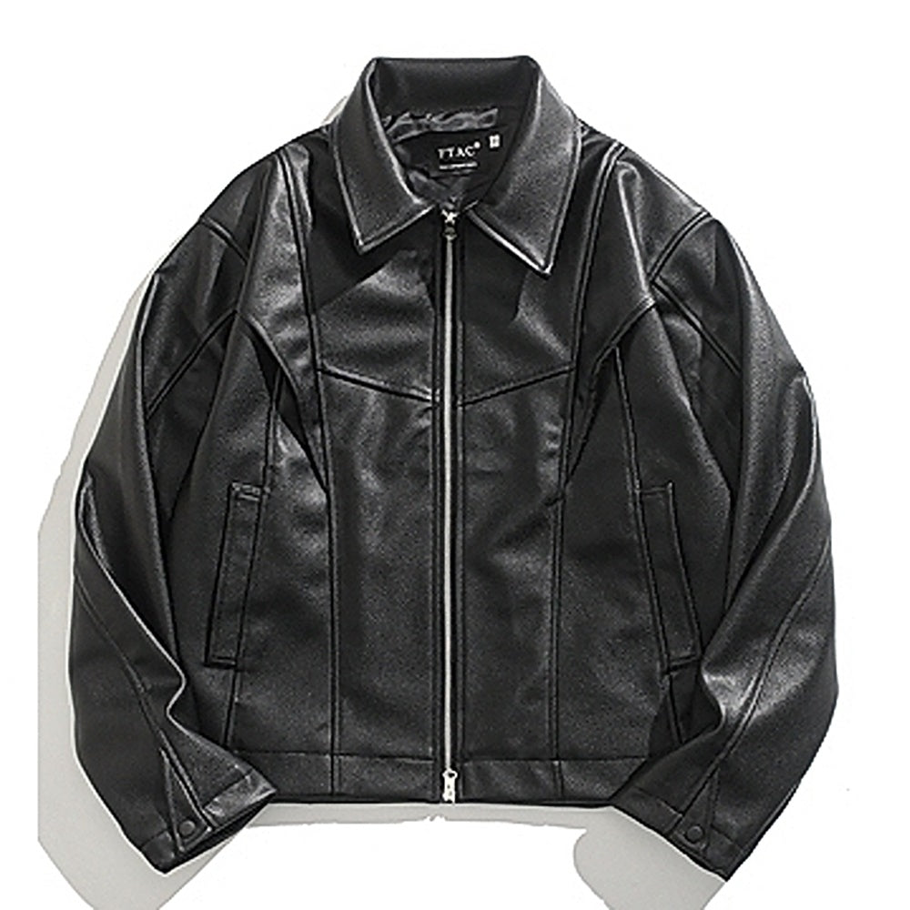 【BMOB】Basic classic style full zip design leather jacket  BM0004