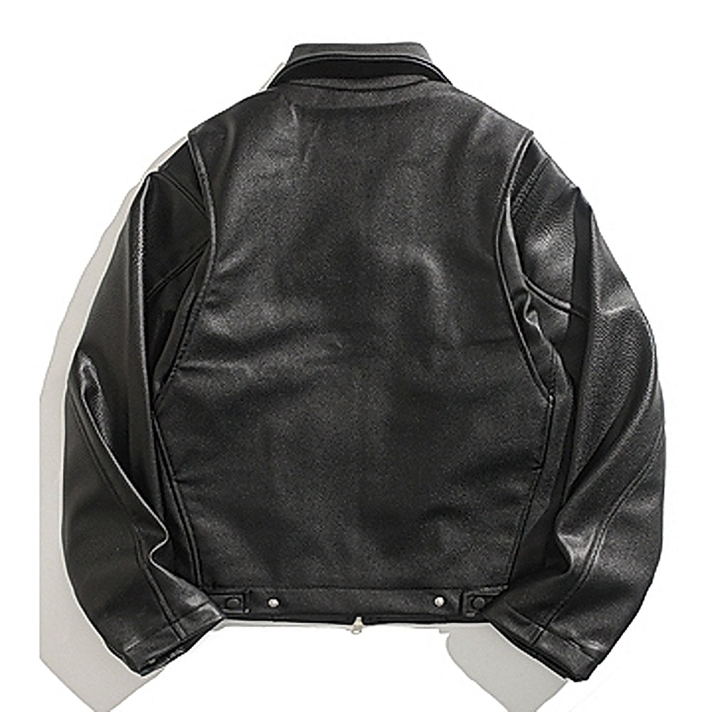 【BMOB】Basic classic style full zip design leather jacket  BM0004