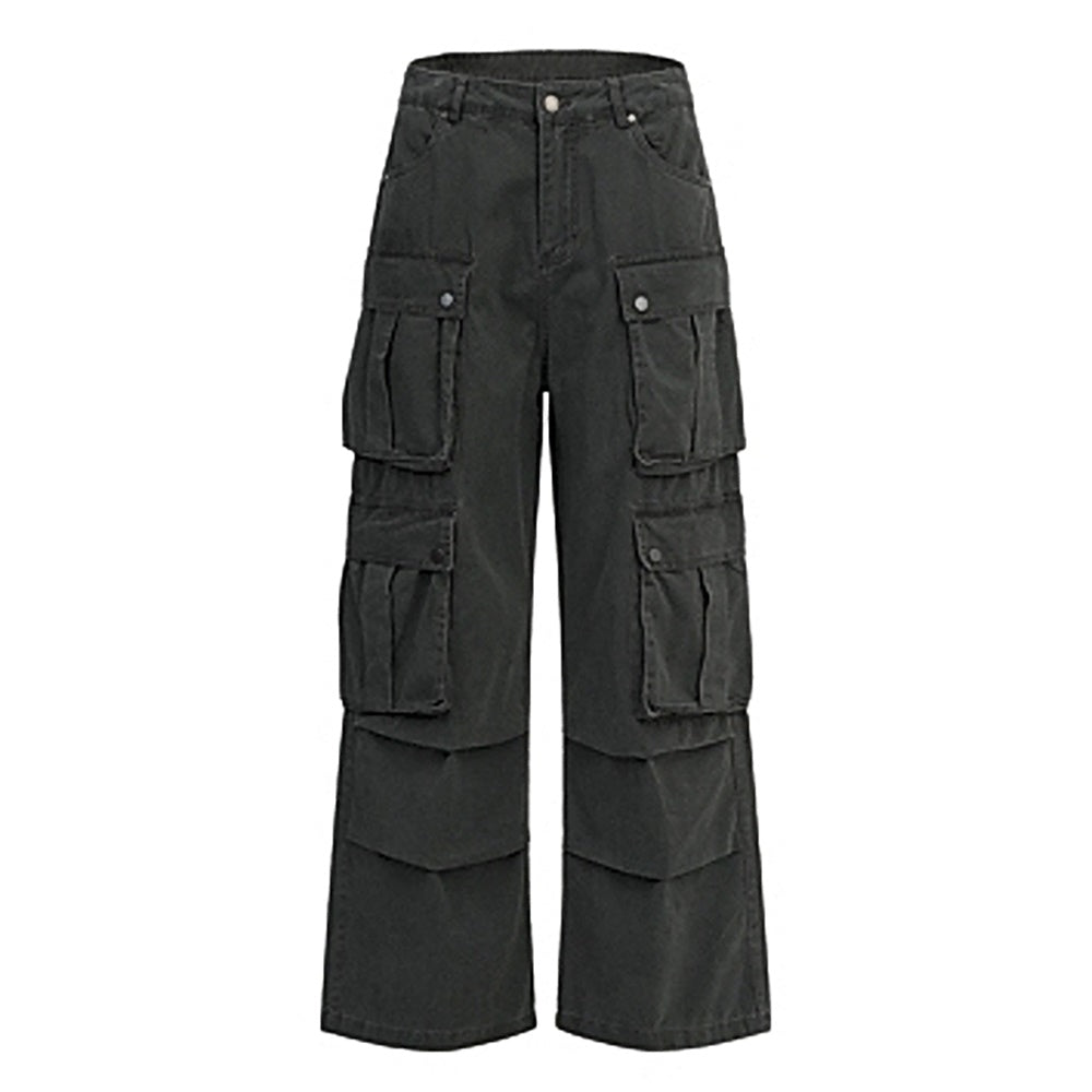 【BMOB】Multi-pocket tuck silhouette design dull color cargo denim pants  BM0005