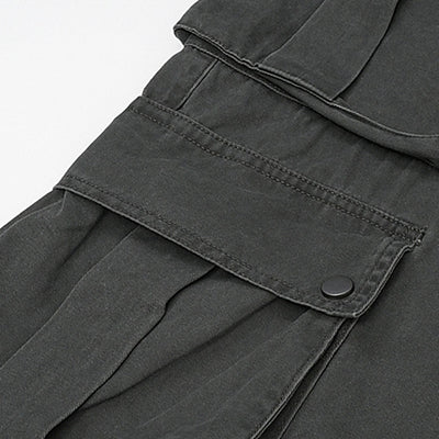 【BMOB】Multi-pocket tuck silhouette design dull color cargo denim pants  BM0005