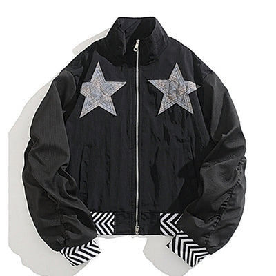 【BMOB】Double-pleated silhouette star check design jacket  BM0006