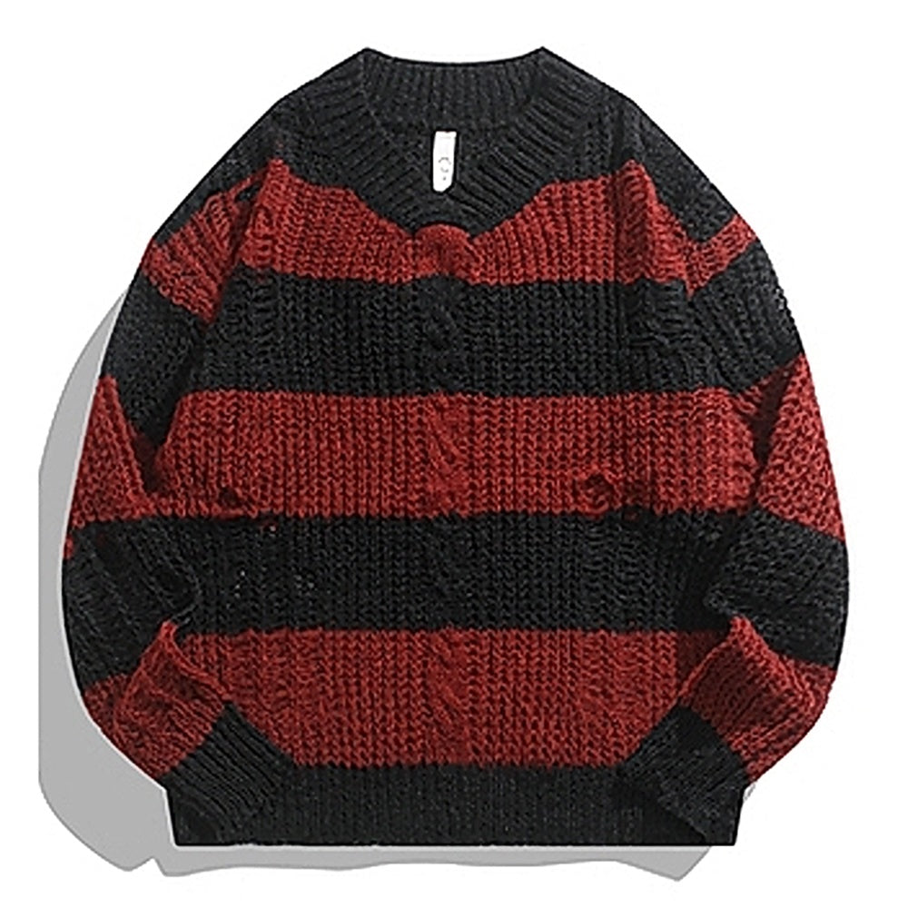 【BMOB】Basic border design red and black damaged knit  BM0008