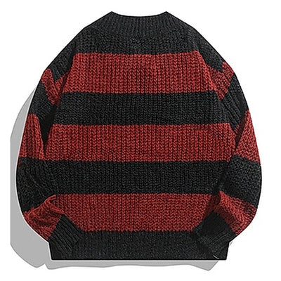 【BMOB】Basic border design red and black damaged knit  BM0008