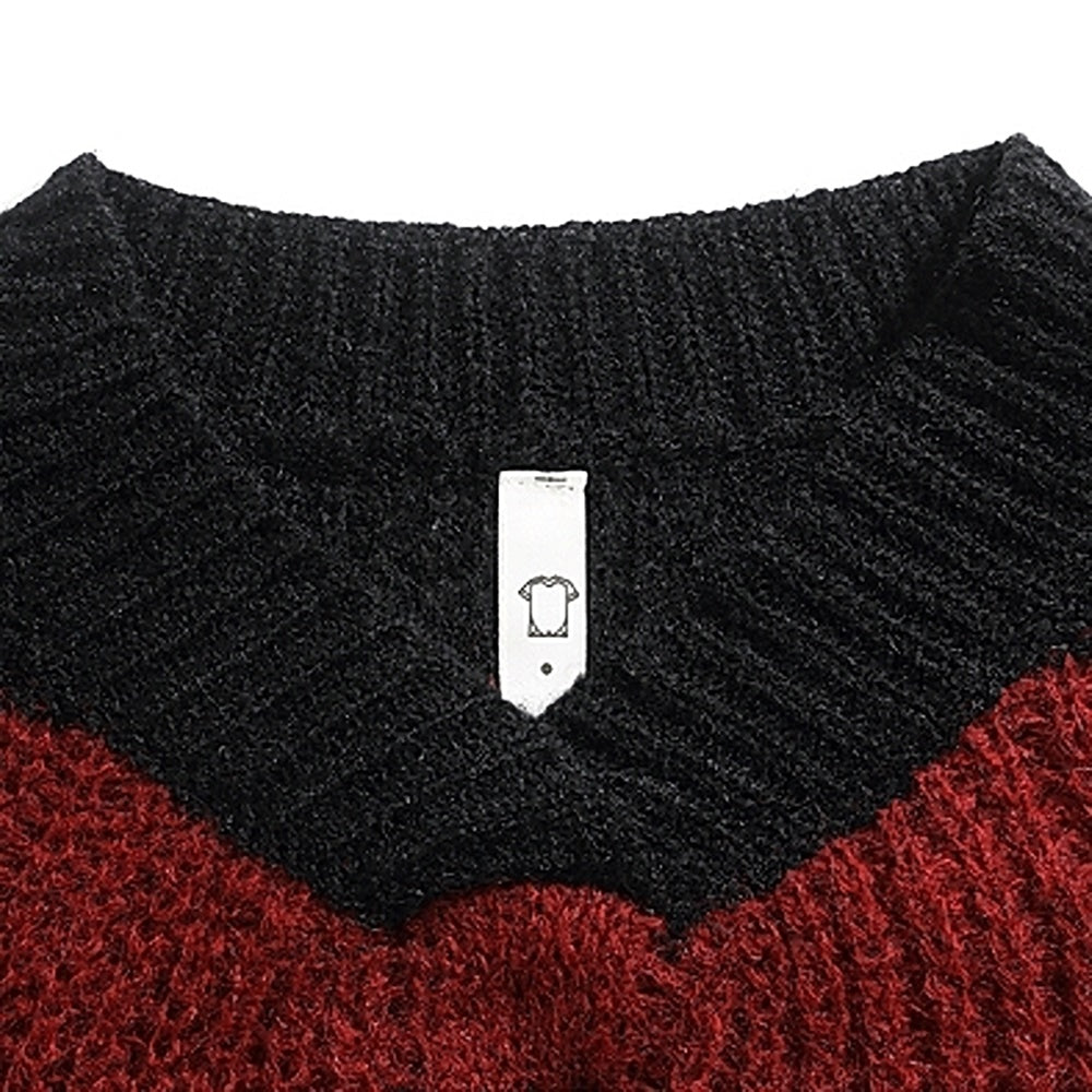 【BMOB】Basic border design red and black damaged knit  BM0008