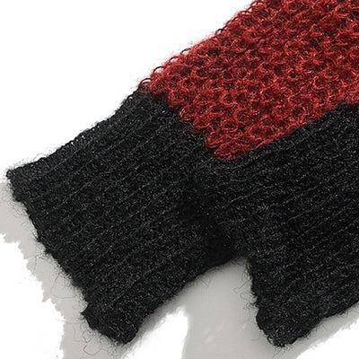 【BMOB】Basic border design red and black damaged knit  BM0008