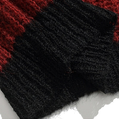 【BMOB】Basic border design red and black damaged knit  BM0008