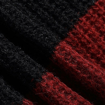 【BMOB】Basic border design red and black damaged knit  BM0008