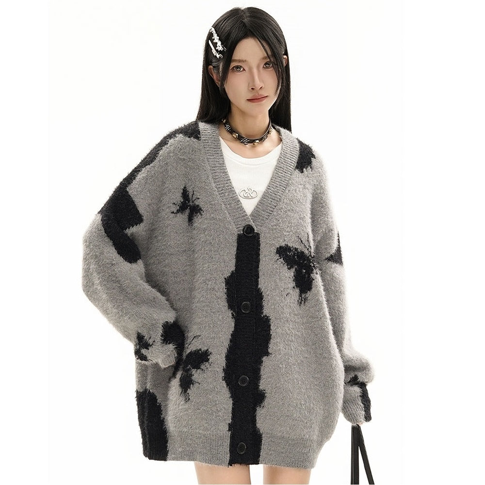 【k787】Dark design color butterfly style over cardigan  KL0003