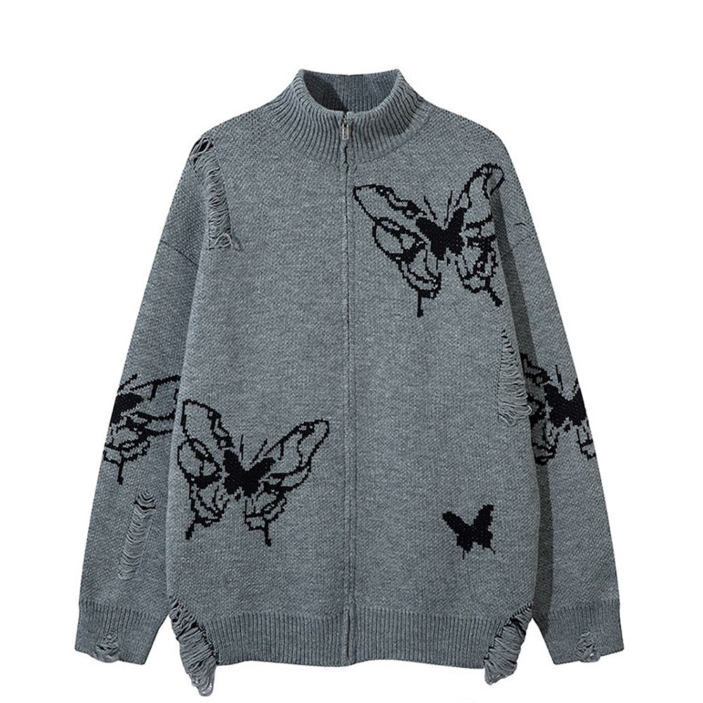 【k787】High neck style butterfly pattern design knit  KL0004