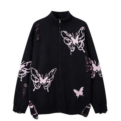 【k787】High neck style butterfly pattern design knit  KL0004