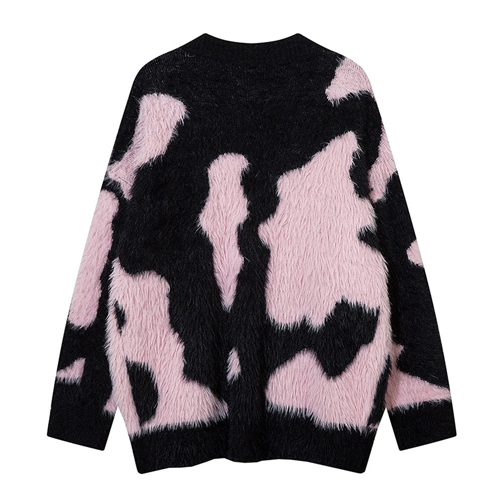 【k787】Vivid design color-balanced cow print style cardigan  KL0005