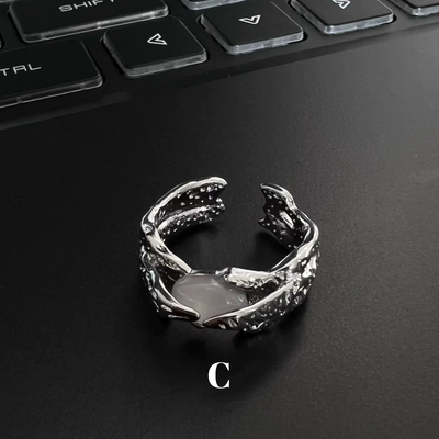 【CHEALIMPID】Front pearl design silver gimmick ring  CL0010