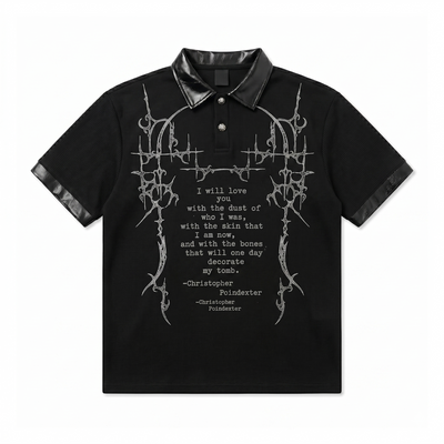 【76street】Gothic Punk Initial Design Monotone Short-Sleeved Polo Shirt  ST0022