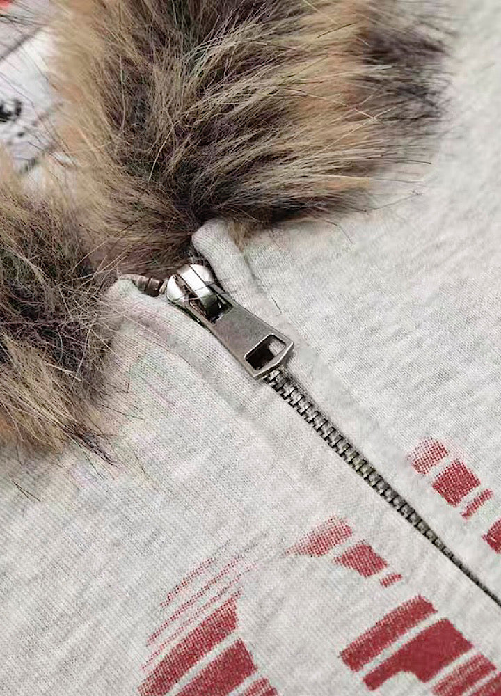 【Take off】Checkered lining fur hoodie Y2K jacket hoodie  TO0029