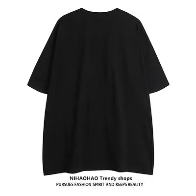 【NIHAOHAO】Double initial design simple color short sleeve T-shirt  NH0105