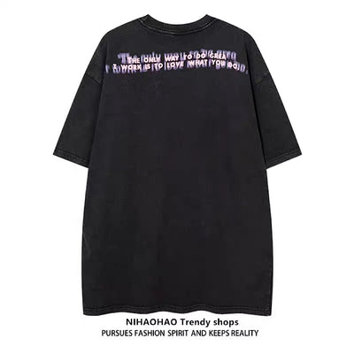 【NIHAOHAO】American casual rock style design short sleeve T-shirt   NH0106