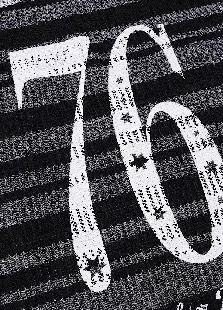 【Take off】Front initial number border black design knit sweater  TO0032