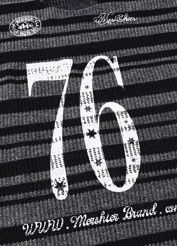 【Take off】Front initial number border black design knit sweater  TO0032