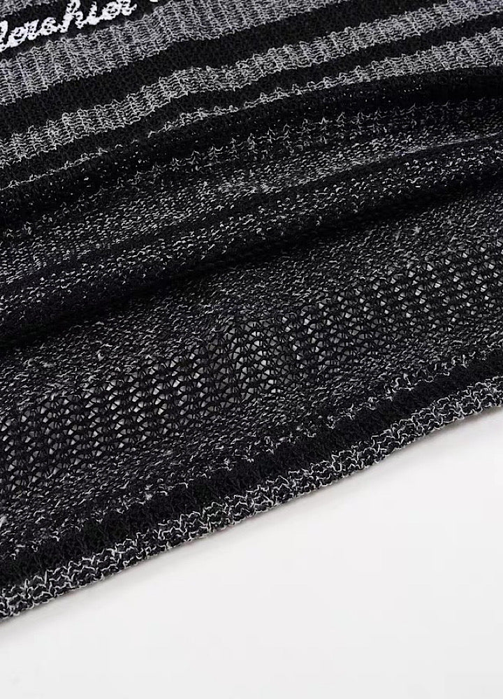 【Take off】Front initial number border black design knit sweater  TO0032
