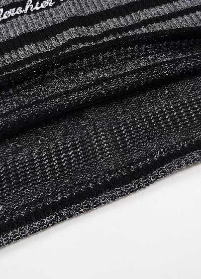 【Take off】Front initial number border black design knit sweater  TO0032
