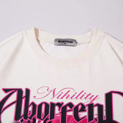 [NIHAOHAO] Crazy pink acid color girl design short sleeve T-shirt NH0107