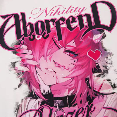 【NIHAOHAO】Crazy pink acid color girl design short sleeve T-shirt  NH0107