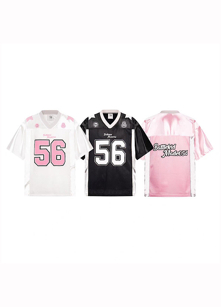 【Take off】Pop color oversized front number sporty short sleeve T-shirt  TO0033