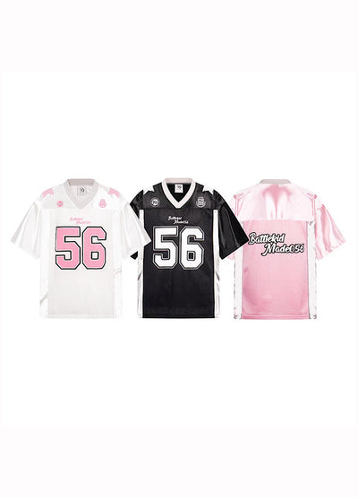 【Take off】Pop color oversized front number sporty short sleeve T-shirt  TO0033