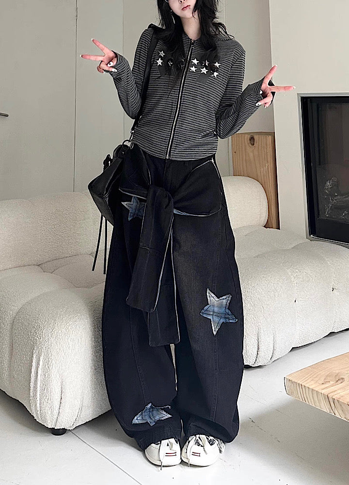 【Take off】Waist-changing design wide balloon silhouette denim pants  TO0034