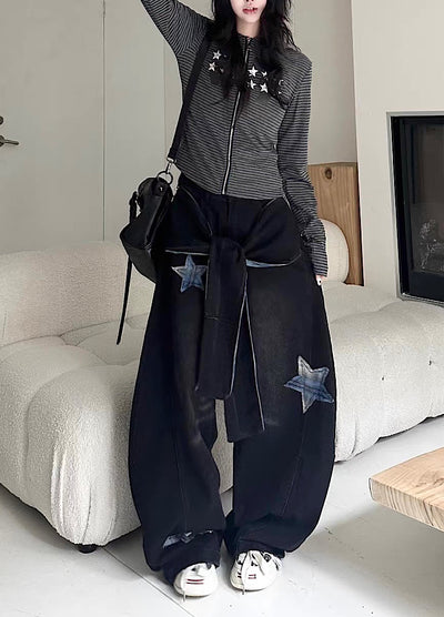 【Take off】Waist-changing design wide balloon silhouette denim pants  TO0034