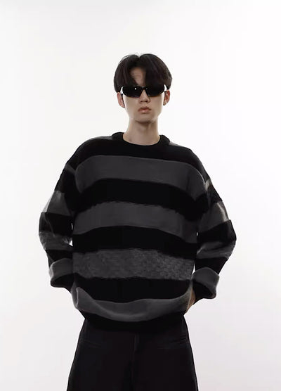 [9/18 new item] Double color border design casual knit sweater HL2960