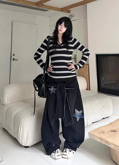 【Take off】Waist-changing design wide balloon silhouette denim pants  TO0034