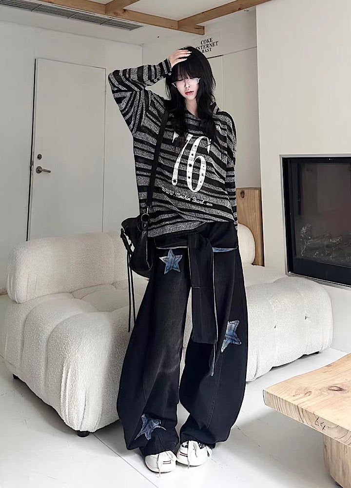 【Take off】Waist-changing design wide balloon silhouette denim pants  TO0034