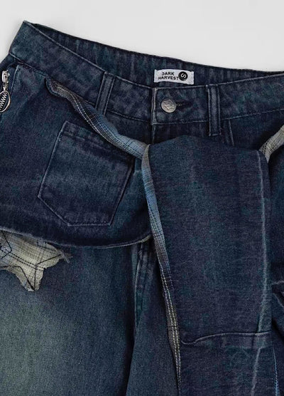 【Take off】Waist-changing design wide balloon silhouette denim pants  TO0034