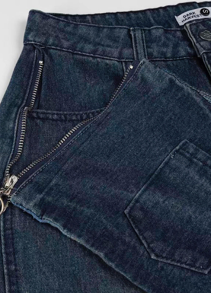 【Take off】Waist-changing design wide balloon silhouette denim pants  TO0034