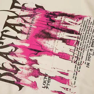 [NIHAOHAO] Dark pink color base front short sleeve T-shirt NH0109