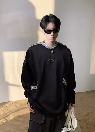 [9/18 new item] Marble line silhouette oversized sweatshirts HL2962
