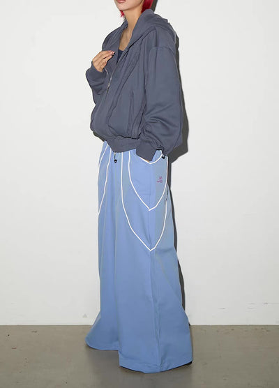 【MICHINNYON】Muted base color full line silhouette short length balloon full zip hoodie  MY0057