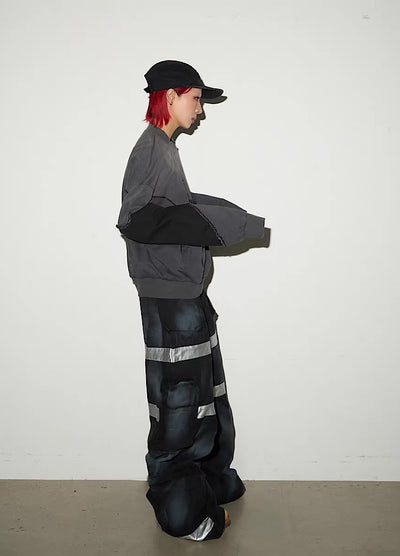 【MICHINNYON】Front cross design short length wide over sweatshirt  MY0058