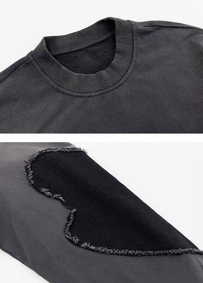 【MICHINNYON】Front cross design short length wide over sweatshirt  MY0058