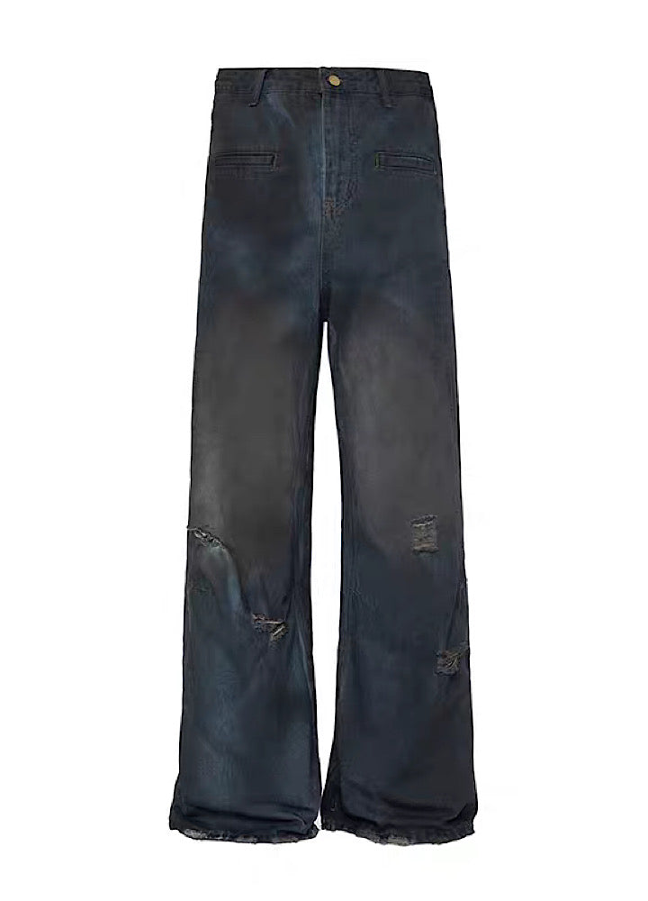 [MR nearly] Dull wash color simple design denim pants MR0070