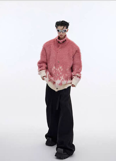 【Culture E】Gradient flame color one zipper knit sweater  CE0099
