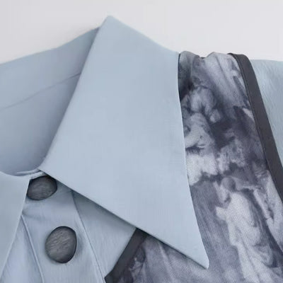 【ANNX】Camouflage vest set blue collared shirt  AN0001