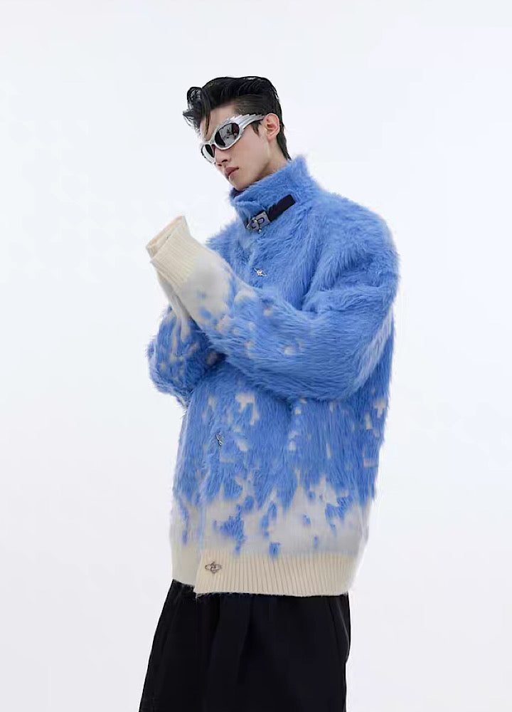 Culture E】Gradient flame color one zipper knit sweater CE0099 