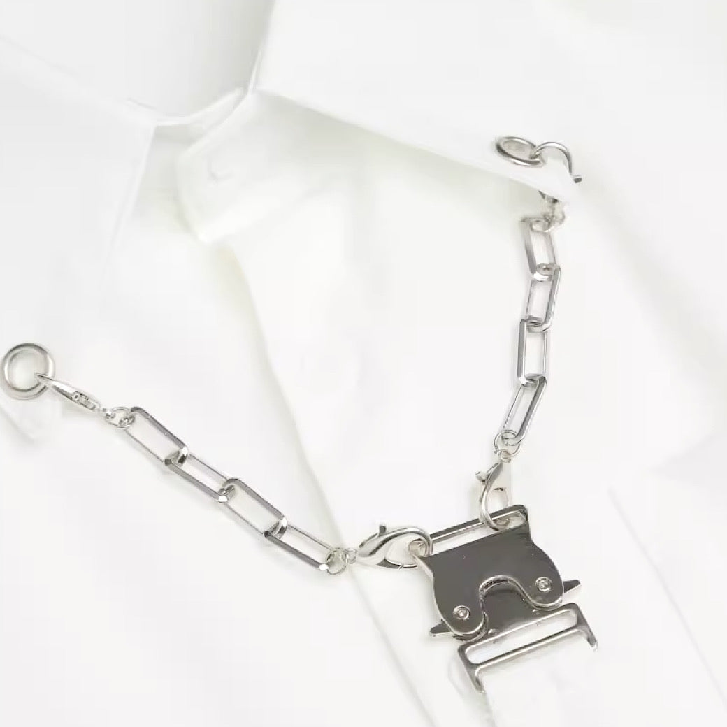 【ANNX】Short tie set chain mail simple shirt  AN0003