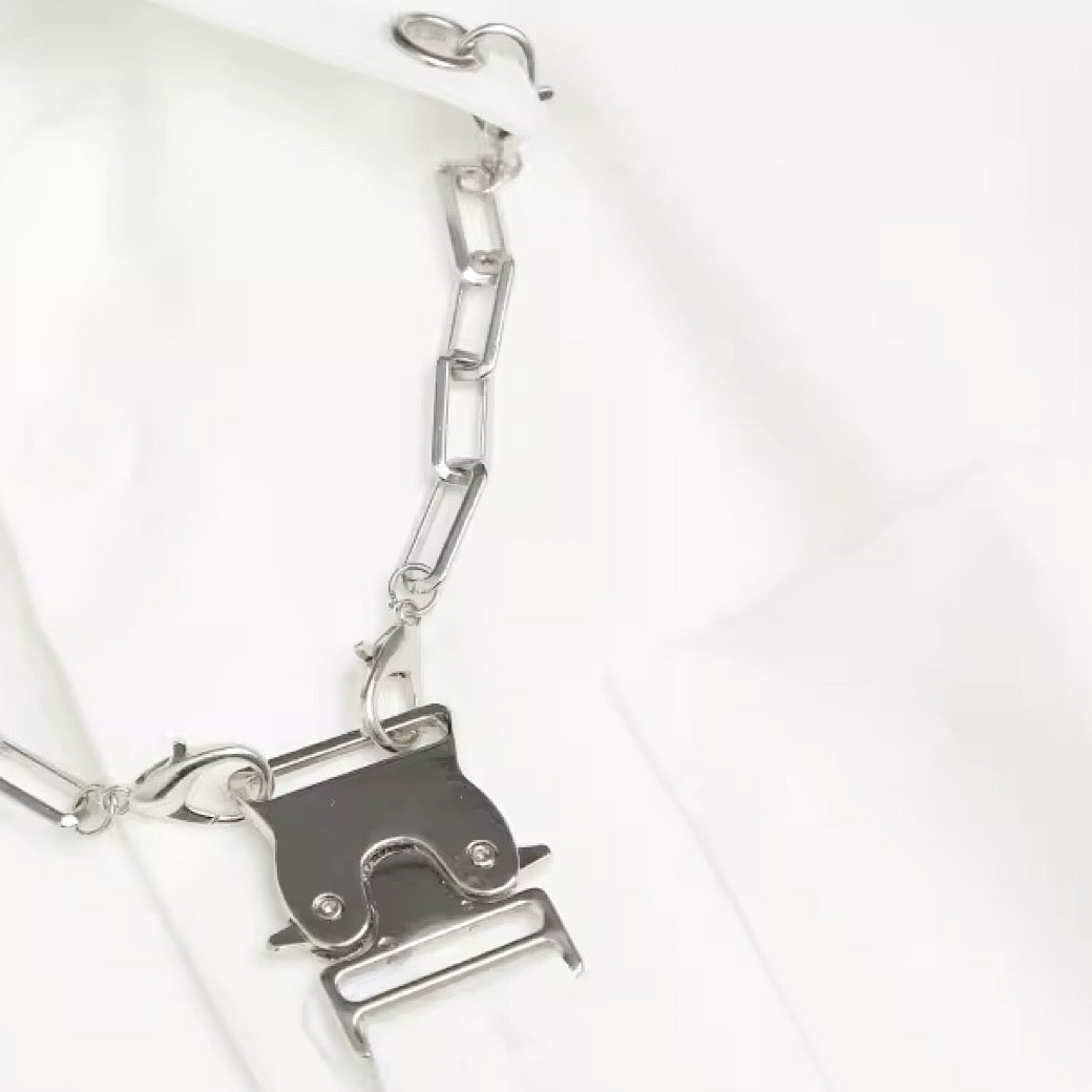 【ANNX】Short tie set chain mail simple shirt AN0003
