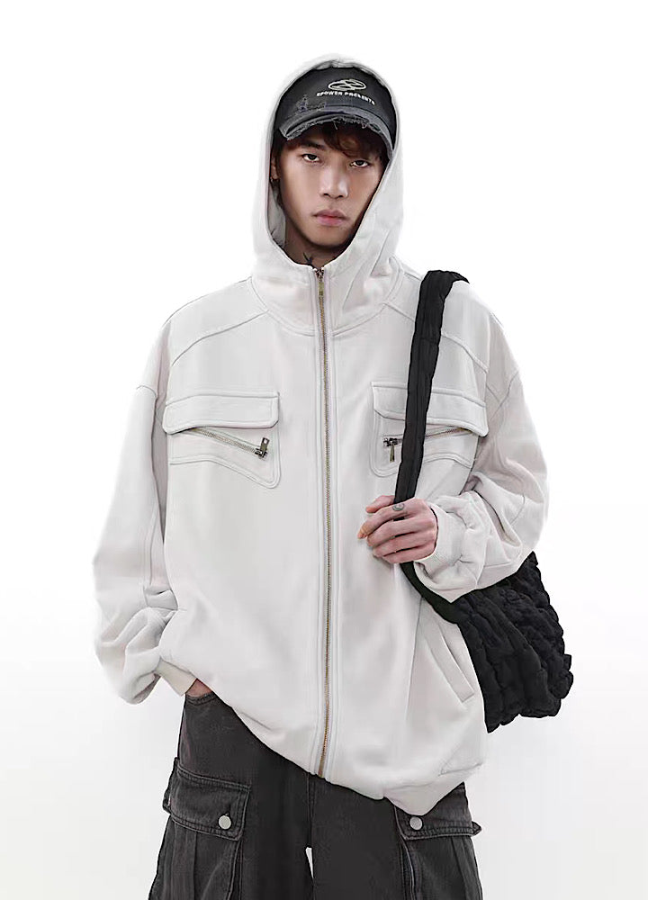 [MR nearly] High neck hoodie type vintage color zip hoodie MR0072