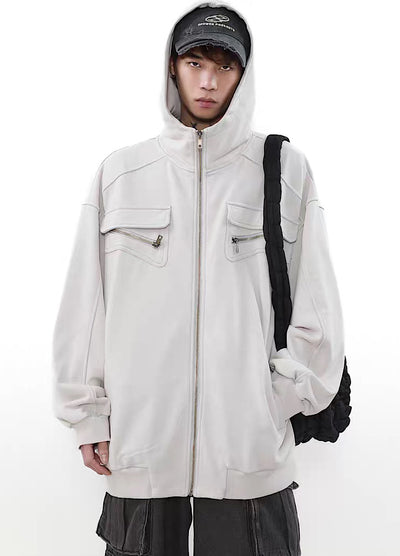 【MR nearly】High neck hoodie type vintage color zip hoodie  MR0072
