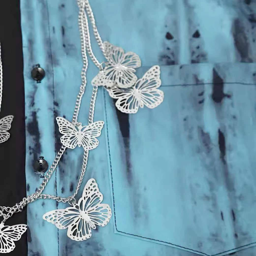 【ANNX】Myriad Butterfly Chain Necklace Set Shirt  AN0005